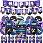 New Cartoon Game Fortnite Birthday Theme Party Decoration Supplies, Including Banner, Flag, Cake Topper, Flag, Balloon Set