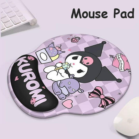 New Cartoon Kuromi Wrist Rest Mouse Pad, Office Anti-Slip Rubber Keyboard Wrist Rest