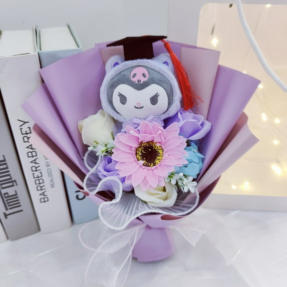 New Cartoon My Melody Kuromi Cinnamoroll With graduation hats Sanrio Bouquet Valentine's Day Christmas Graduation Gifts