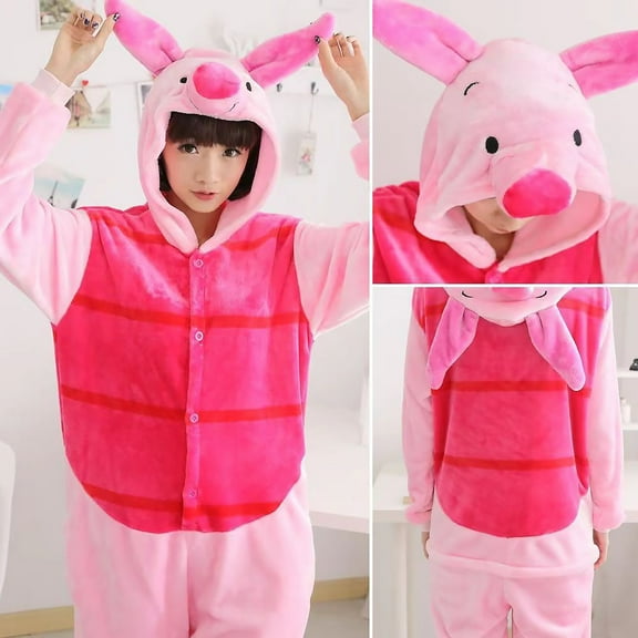 New Cartoon Pig Plush One-Piece Pajamas Adult Cute Warm Home Clothes Cosplay Theme Party Dress Up Props
