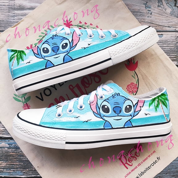 New Cartoon Stitch Canvas Shoes Daily Casual Student Sneakers Fashion Non-Slip Skateboard Shoes