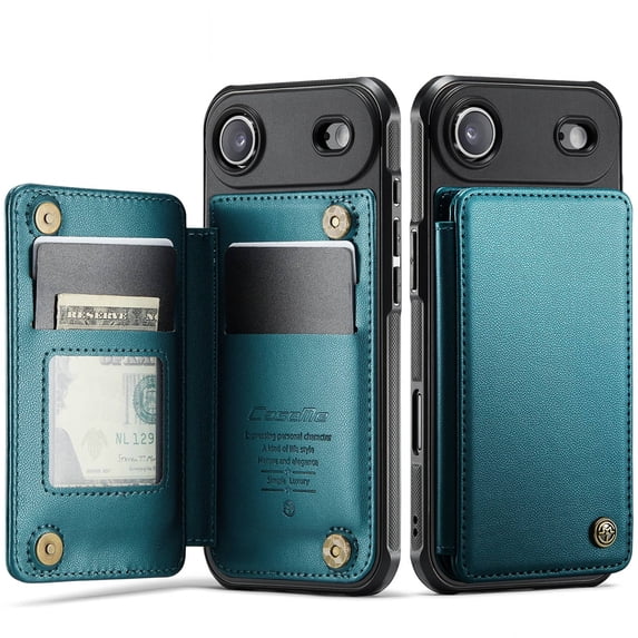 New Case For iPhone Air Cover with Card Holder, Wallet Case for Women Men with RFID Blocking, Durable Leather Kickstand Magnetic Clasp Shockproof for iPhone Air