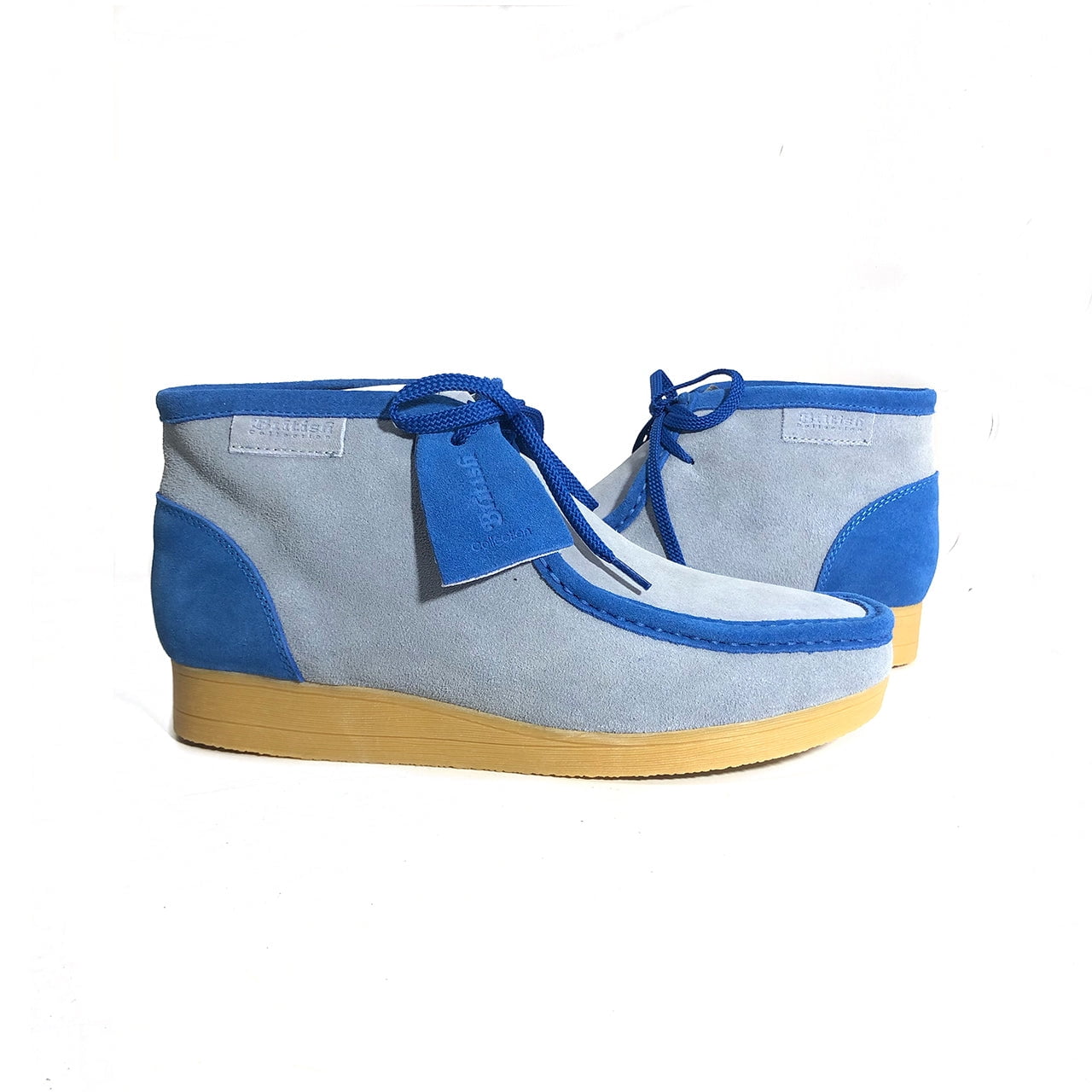 British Walker Mens Casual Shoes Wallabee Style Suede 2 Tone Navy Sky Bl… Clarks Originals Wallabee Boot - Blue Suede - 26166306-BSU  main image 2