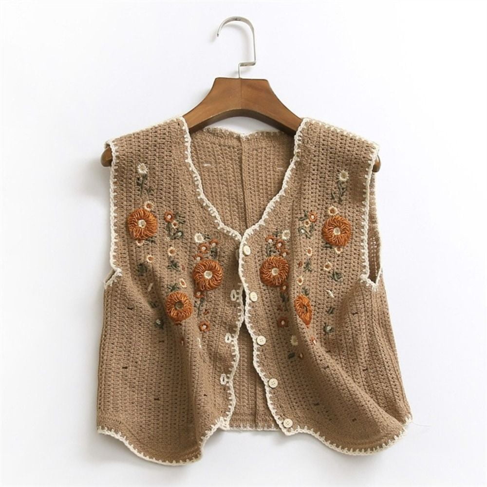 New Casual Ethnic Style Hollowed Out Sleeveless Camisole Knitted