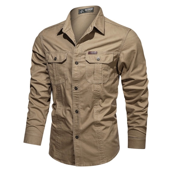 New Casual Fashion Men's Solid Color Shirt Loose Youth Long Sleeve Shirt Men's Casual Shirt Coat Long Sleeve Turndown Collar Blouse & Shirt Cute Tops For Men Mens Cute Tops Cotton Tops