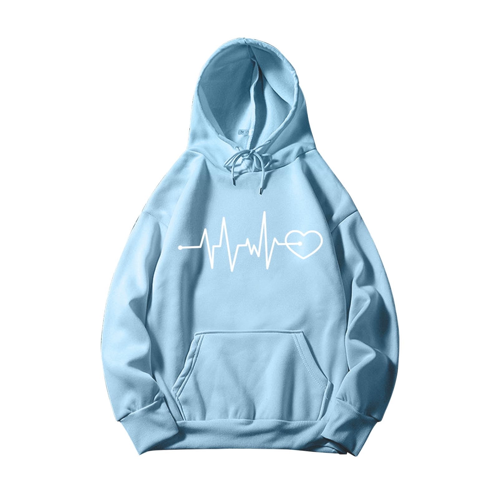 New Casual Stylish Hoodies Solid Color Block Pullover Sweatshirt With Pocket And Drawstring Women s Long Sleeve Hooded Sweatshirt Cartoon Print Hoodie