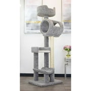 New Cat Condos 140003- Solid Wood Climbing Cat Tower Tree-Color:Gray