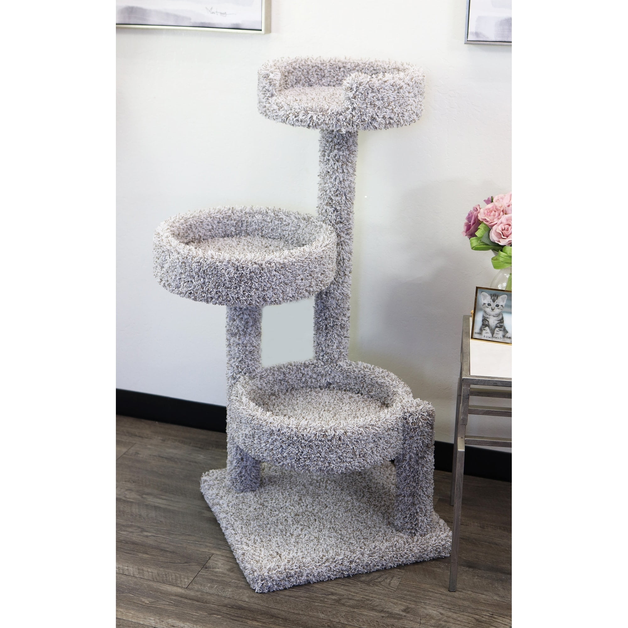 New Cat Condos 3 Tier Carpeted Cat Tree
