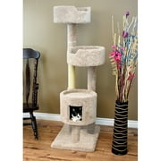 New Cat Condos 64-in Cat Tree & Condo Scratching Post Tower, Beige