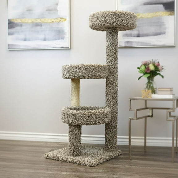 New Cat Condos Carpeted Solid Wood Cat Tree Tower