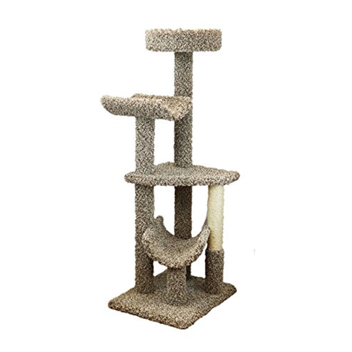Large Multi-Level Beige Carpeted Cat Gym with Hammocks