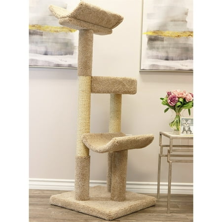 New Cat Condos Prestige Cat Trees Double Scratching Post Cat Tower Tree-Color:Brown