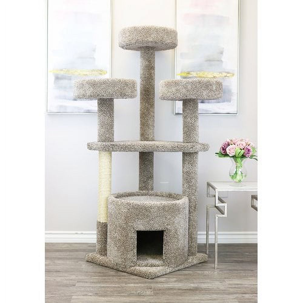 Gray Sisal and Carpet Modern Cat Tree for Large Cats