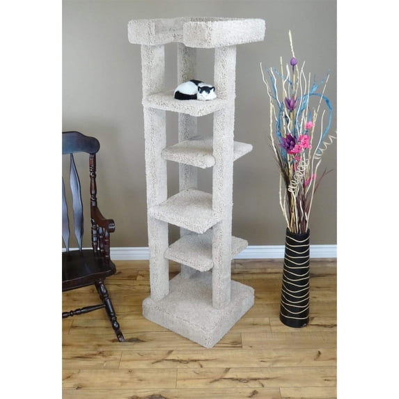 New Cat Condos Solid Wood Cat Tree, 4-Level/46 inch, Beige-Color:Beige,Style:5-Level/70 inch