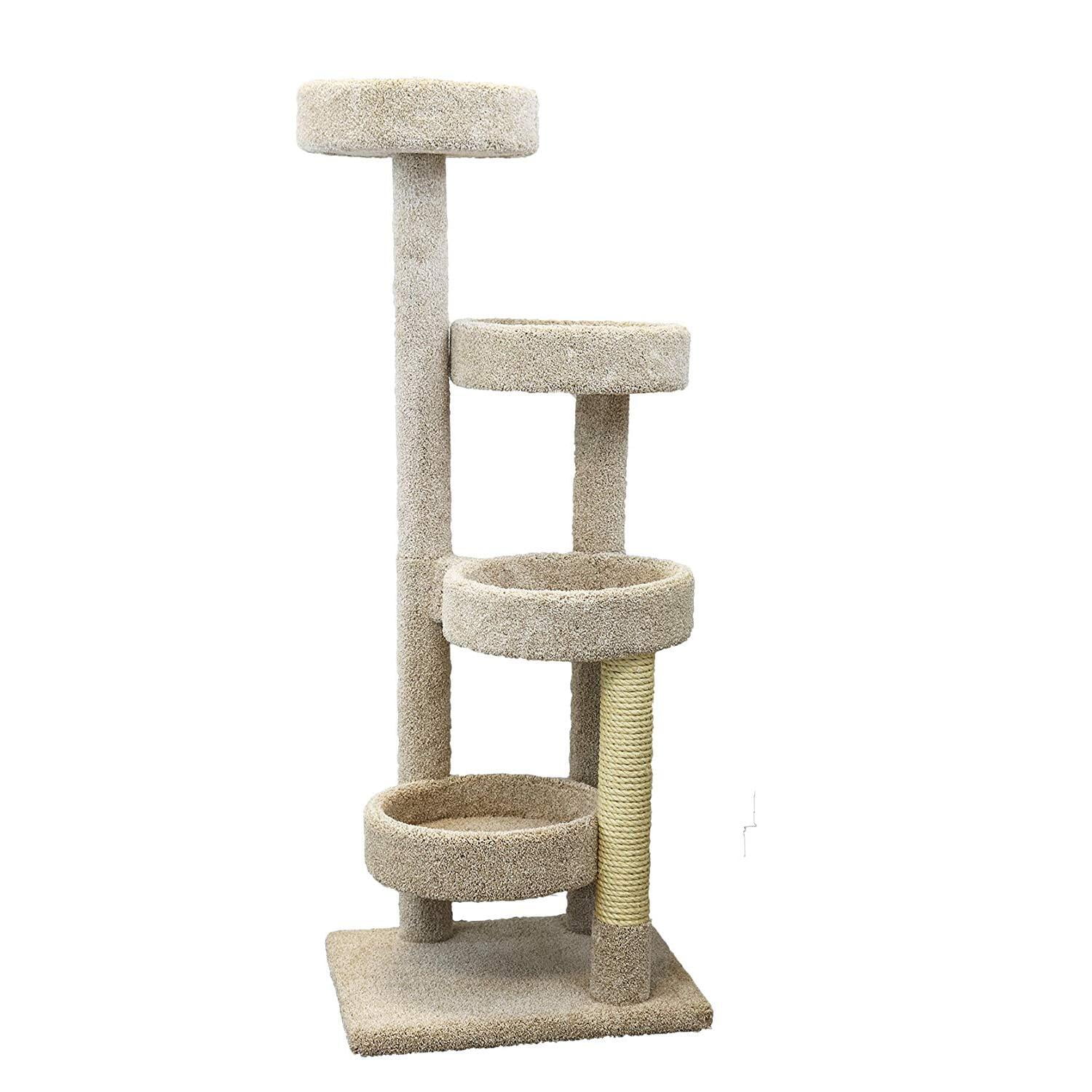 Beige Solid Wood Large Cat Playground with Sisal Rope