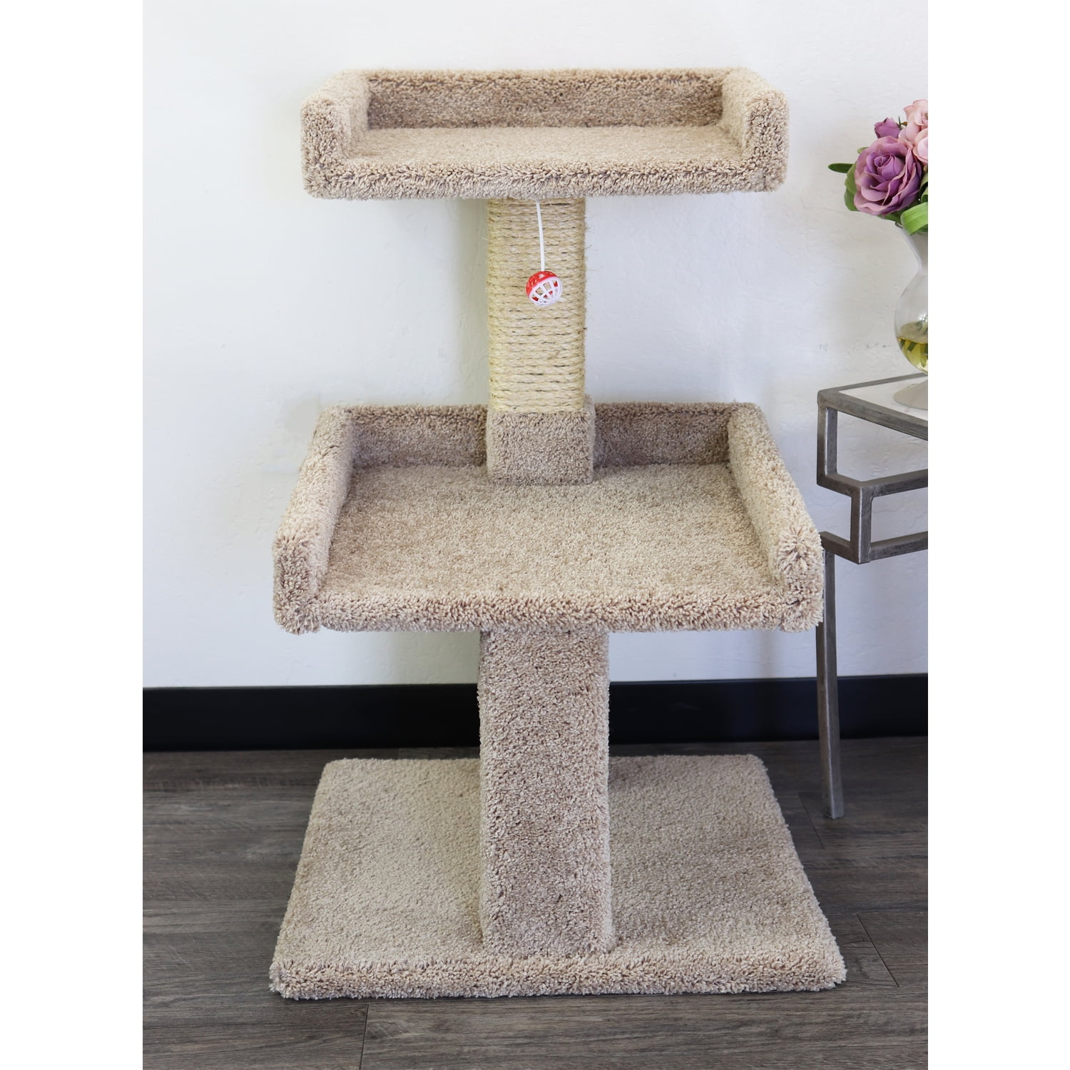 Beige Sisal 34'' Cat Tree with Perches