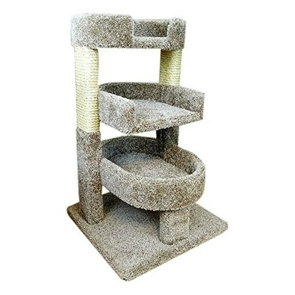 New Cat Condos 110112-Beige Round 33" Triple Cat Perch - 19.9 x 19.9 x 31.9-Color:Brown