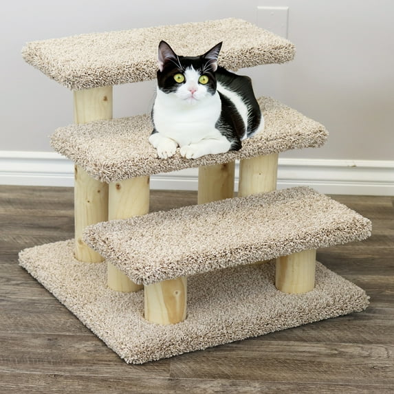 New Cat Condos Wood Constructed Large Pet Stairs for Cats and Dogs-Color:Beige