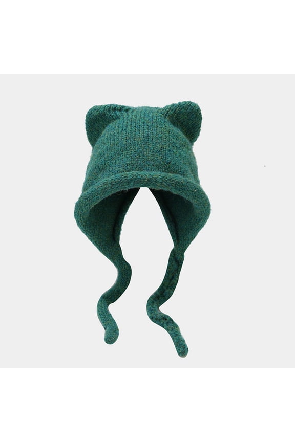 New Cat Ear Braid Knitted Hat Winter Outdoor Warm Cute Braid Hair Hat Ear Cold Hat Mad Rabbit Cold Weather Hat Hat for Man Winter and Ears Head Gear Winter Wool Trapper Hat for Men Mens Snow