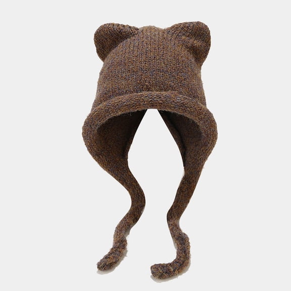 New Cat Ear Braid Knitted Hat Winter Outdoor Warm Cute Braid Hair Hat Ear Cold Hat Rabbit Hat Ear S Trapper Hat Cap Snow Men Hat Ear Cover down Trapper Hat Men Trapper Trapper Hat Toddler Thin Winter