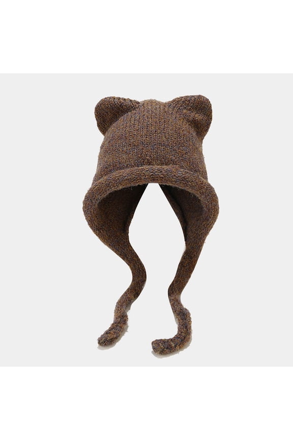 New Cat Ear Braid Knitted Hat Winter Outdoor Warm Cute Braid Hair Hat Ear Cold Hat Rabbit Hat Ear S Trapper Hat Cap Snow Men Hat Ear Cover down Trapper Hat Men Trapper Trapper Hat Toddler Thin Winter