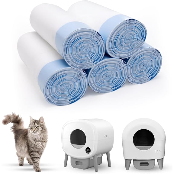 New Cat Litter Box Liners for Self-Cleaning Boxes, 2-Mil Heavy-Duty Drawstring Bags, Leak-Proof, Odor-Resistant, Multipack 5 packs, 20 draws per pack