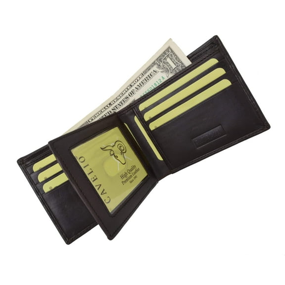 New Cavelio Multi Capacity Middle Flap ID Card Holder Bifold Wallet High Quality Genuine Leather 730052 (C)