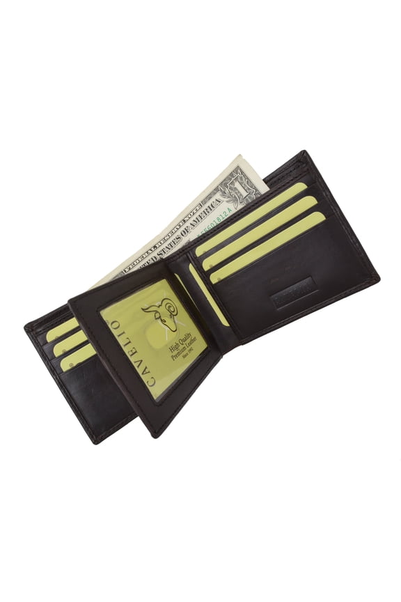New Cavelio Multi Capacity Middle Flap ID Card Holder Bifold Wallet High Quality Genuine Leather 730052 (C)