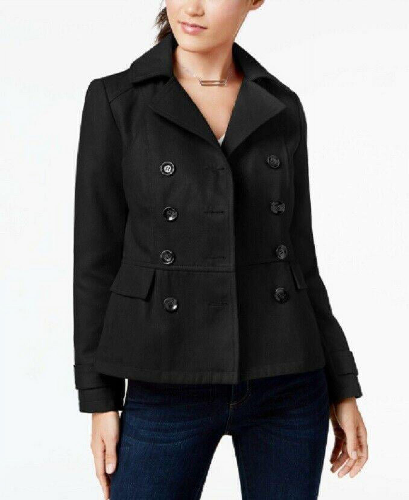 New Celebrity PINK Women's Black Double Breasted PeaCoat Hooded Jacket Size S - image 1 of 2