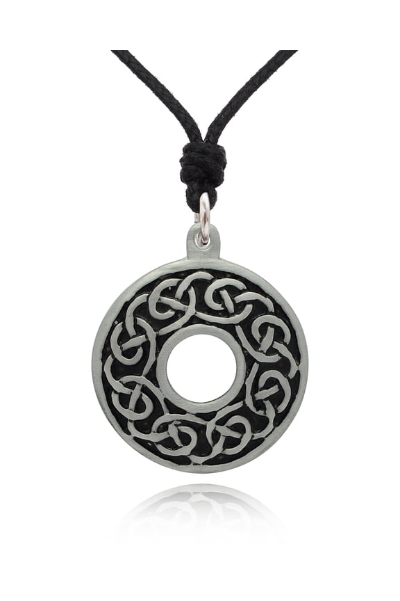 New Celtic Designs Shield Silver Pewter Charm Necklace Pendant Jewelry With Cotton Cord