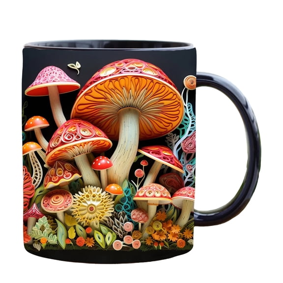 New Ceramic 3D Magic Mug With 3D Mushroom Printed Design, Multi-Functional Creative Space Mug For Artistic Environments, Home Offices & Creative Workspaces