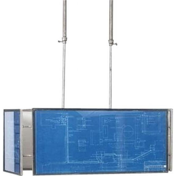 New Chandelier Vintage Blueprints, Hand-Made Upcycled 2-Light Rectangular