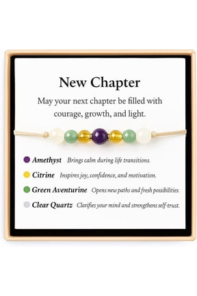 New Chapter Bracelet Encouragement Gift for Life Transitions, Back to School, Graduation, or New Beginnings Amethyst, Citrine, Aventurine & Quartz
