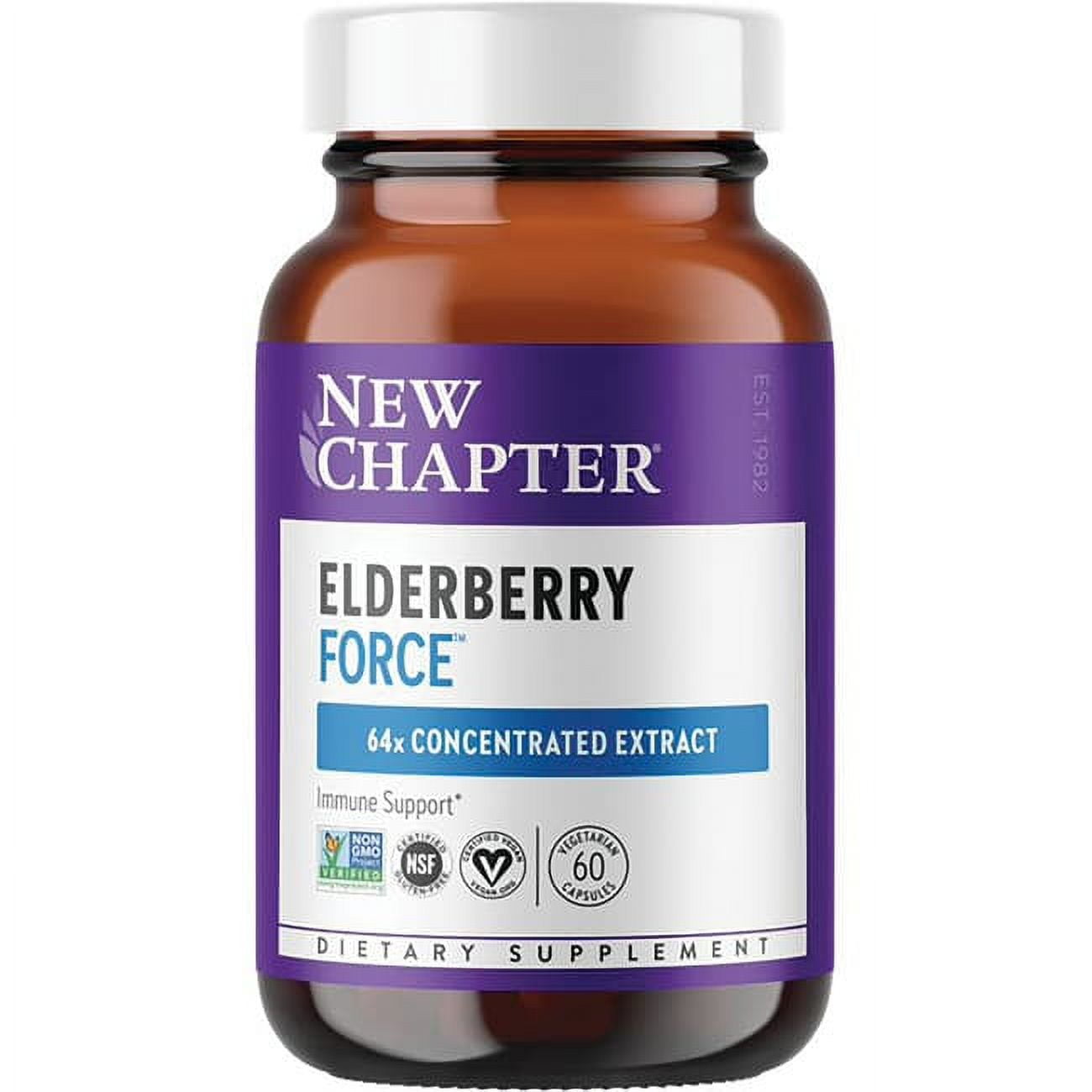 New Chapter Vegan Elderberry Force Capsules with 64x Concentrated Extract