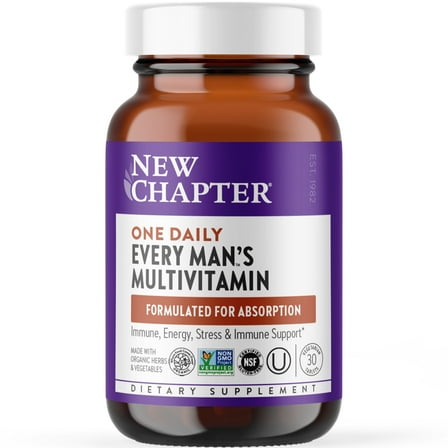 New Chapter Every Man's One Daily, Men's Multivitamin for Immune, Stress, Heart & Energy Support, 30 tablets