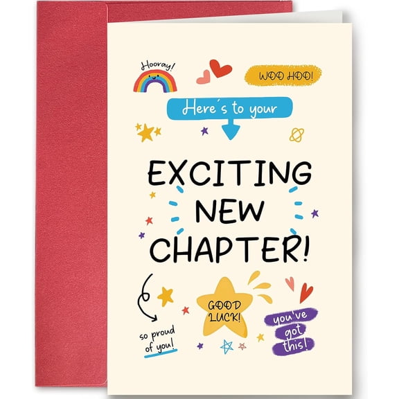 New Chapter Greeting Card, Inspirational Congratulations Card for Graduation, Promotion, Retirement & New Beginnings, Good Luck Card