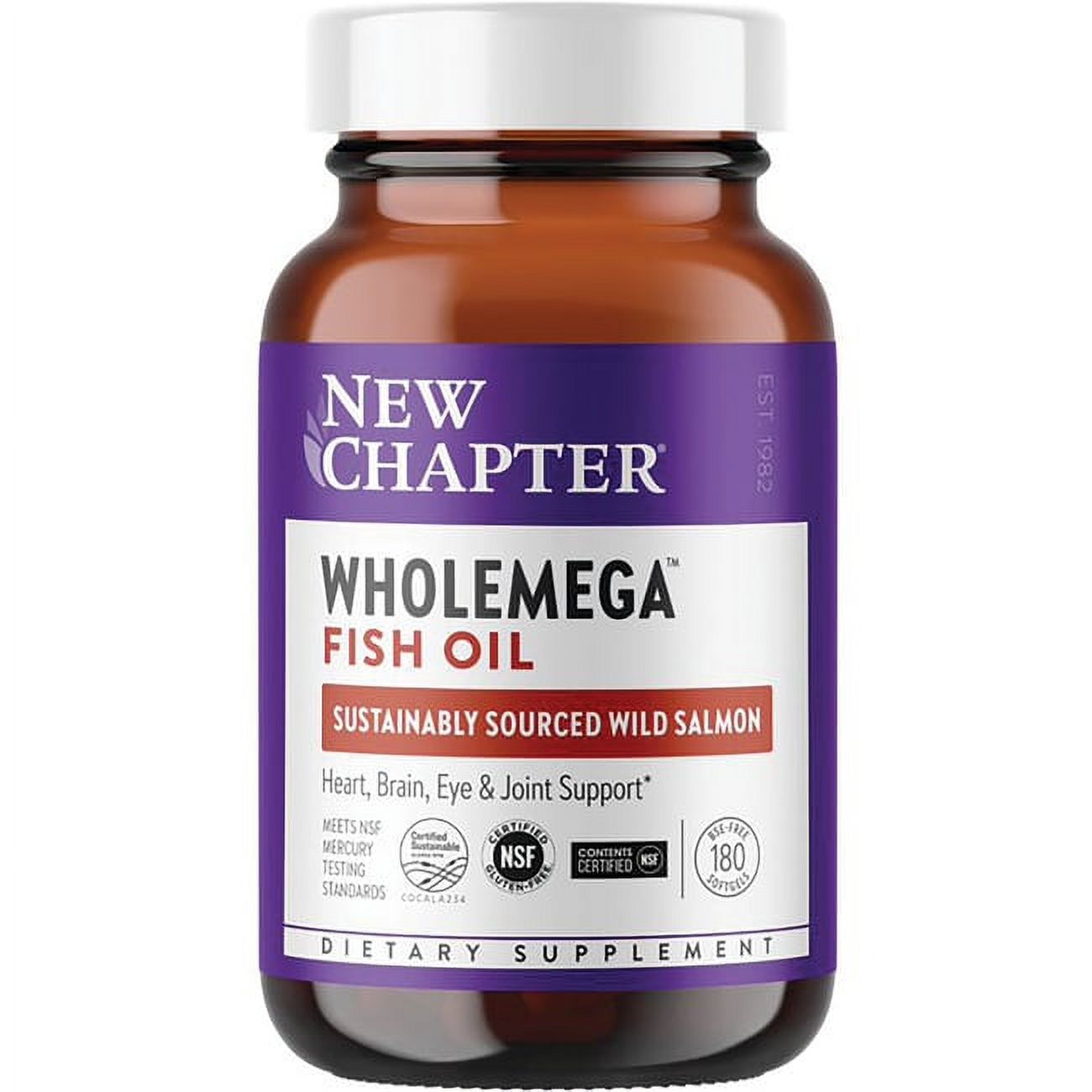 New Chapter Wholemega Whole Fish Oil Softgels, 1000 Mg, 180 Ct