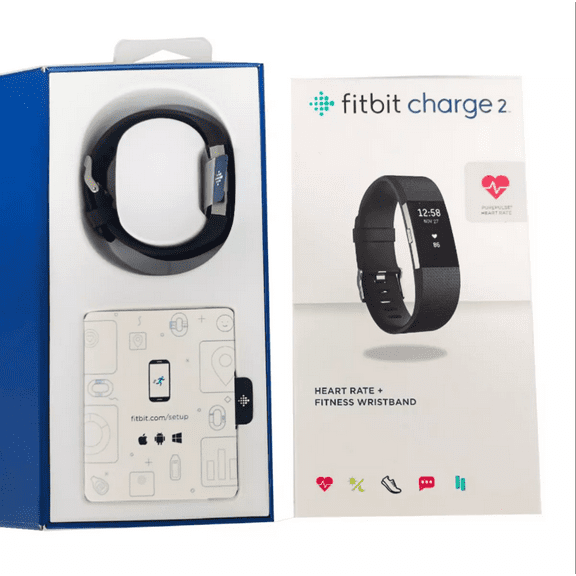 New Charge 2 Activity Tracker Heart Rate Fitness Wristband FB407BK -Black Large &Small Bands