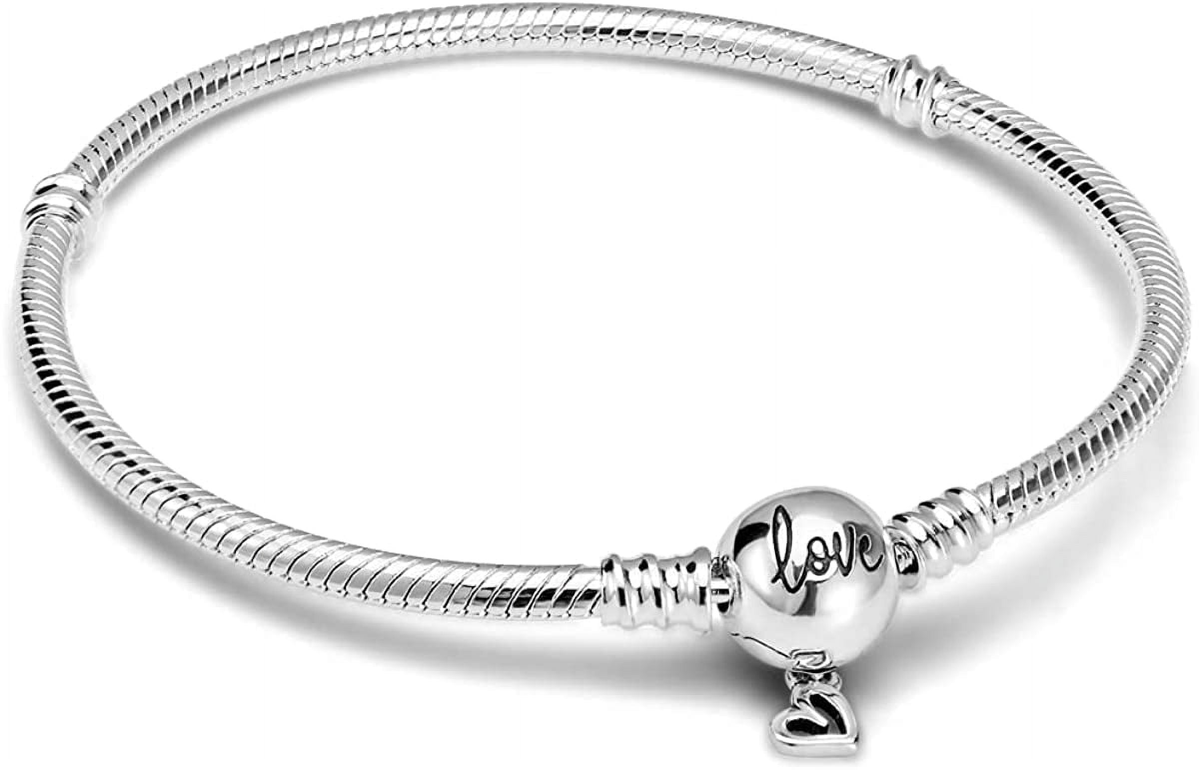 New Charm Bracelet, Basic Heart Clasp Snake Chain Bracelet, Cute
