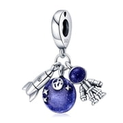 ROSIANNA Planetary Astronaut Aircraft Dangle for Women Charm Bracelet Necklace, 925 Sterling Silver
