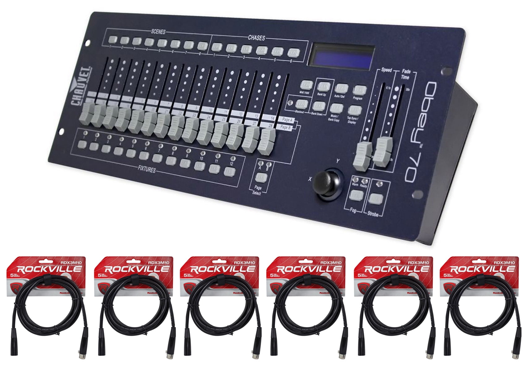 New! Chauvet DJ OBEY 70 Light/Fog DMX Lighting Controller+(6) 10 ft. DMX Cables