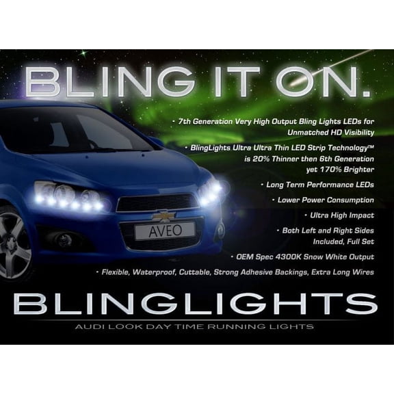 New Chevy Kalos LED DRL Head Lamp Light Strips Day Time Running Kit