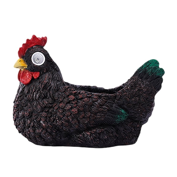 New Chicken Planter, Outdoor Chicken Decor Auto Pots with Auto Light Sensing Solar Light, Lighting Rooster Decor Flower Pot Statue for Garden Farm Ornaments