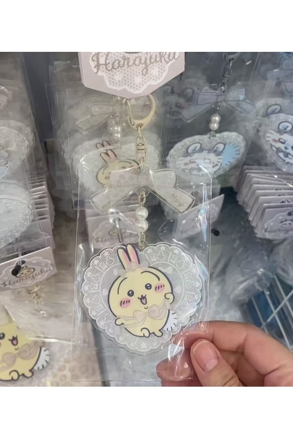 New Chiikawa Hachiware Usagi Momonga PVC Bow Lace Keychain, Pendant, Birthday Gift
