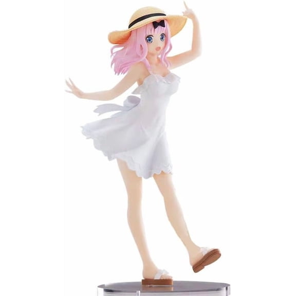 New Chika Fujiwara Figure, Straw hat White Skirt Chika Fujiwara Action Figures 19cm/7.5inch PVC Character Model Statue Decoration Ornament Gifts