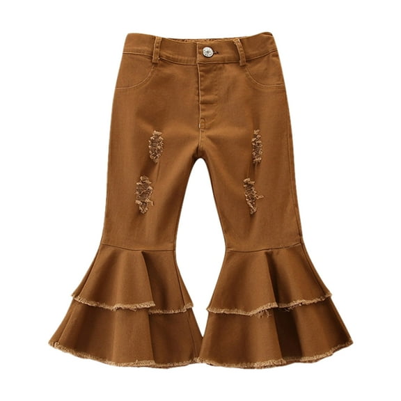 New Children Casual Pants Toddler Kids Baby Girls Children Flare Pants Denim Ruffles Tassel Clothes Jeans Pants Trousers
