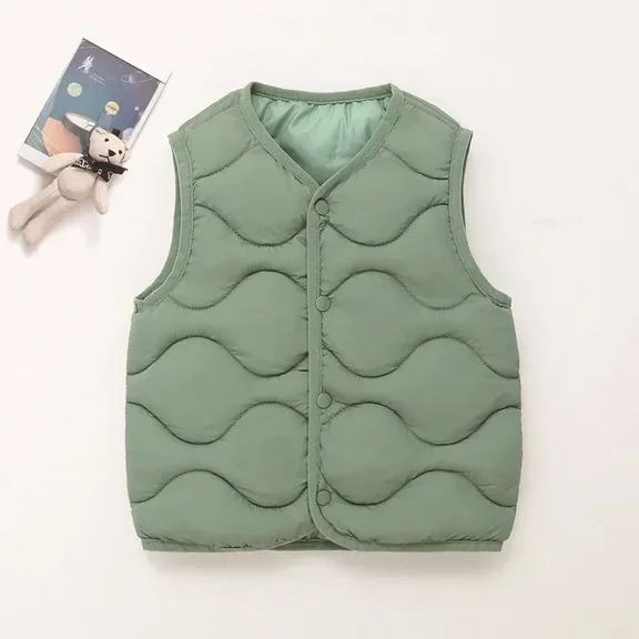 New Children Warm Cotton Vest Fashion Solid Boys Girls Baby Toddler Autumn Winter Waistcoats Casual Versatile Kids Clothing Tops
