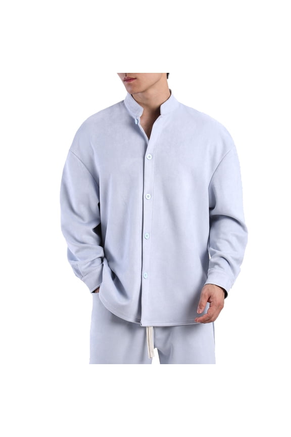 New Chinese Autumn And Winter Stand Collar New Men's Shirt To Wear Outdoor Thick Chinese Wind Light Mature Trend To Wear Thick