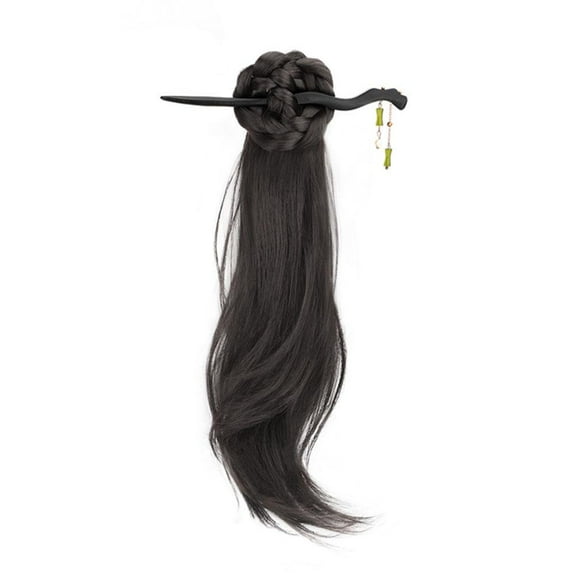 New Chinese Ponytail Wig - Heat-Resistant Fiber, 45cm Long, Stylish Transformation