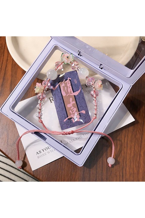 New Chinese Style Exquisite Camellia Beaded Handwoven Rope Bracelet Unique National Style Design High-end Feel Jewelry